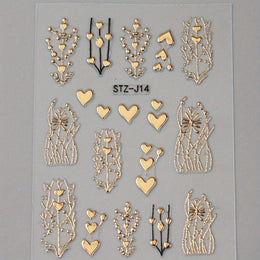 KissICON Golden(1pc) Golden Foil Heart 5D Nail Stickers - Self
