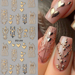 KissICON Golden(1pc) Golden Foil Heart 5D Nail Stickers - Self