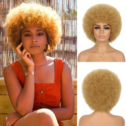 KissICON Golden / 8inch Afro Kinky Curly Wig Elastic Cap