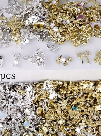 KissICON Golden And Silvery Mixed Set KissIcon Metal Nail Art Set 100pcs Mixed Flower
