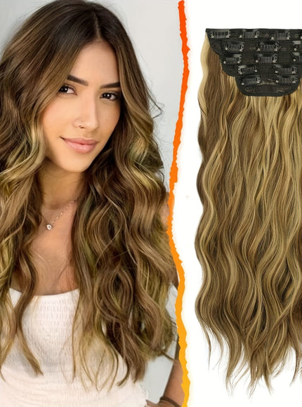 KissICON Golden Brown With Blonde High / 18inch KissIcon BARSDAR Wavy Hair Extensions - 18in Thick