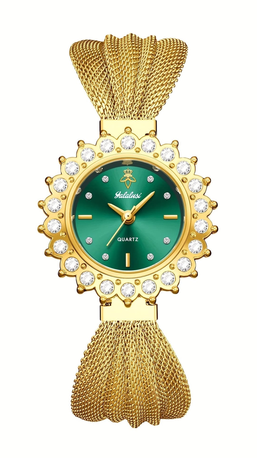jkthpu-45 Golden Case - Green Face KissIcon Retro Skeleton Watch Gold Dial Black Strap - Chic