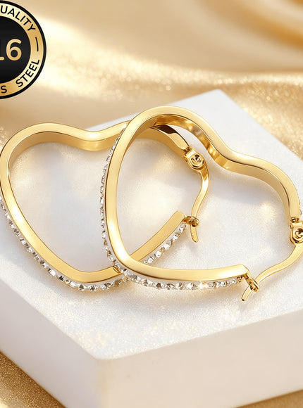 jkthpu-45 Golden Elegant 18K Gold Heart Earrings Daily Comfort Perfect Gift