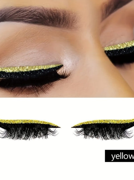 KissICON Golden Eyeliner Eyelash Stickers One Box One Pair 💋 Self-Adhesive Glitter Eyelash Stickers - Waterproof