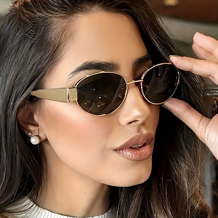 jkthpu-45 Golden Frame Grey Lens Golden 2025 FaceSculpting Uniquely Stylish Eyewear