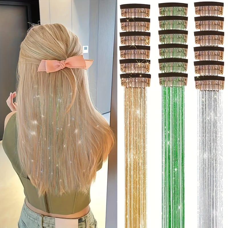 KissICON Golden, Green and Silvery / 20inch KissIcon 18Pcs Hair Clips 20Inch - Heat Resistant