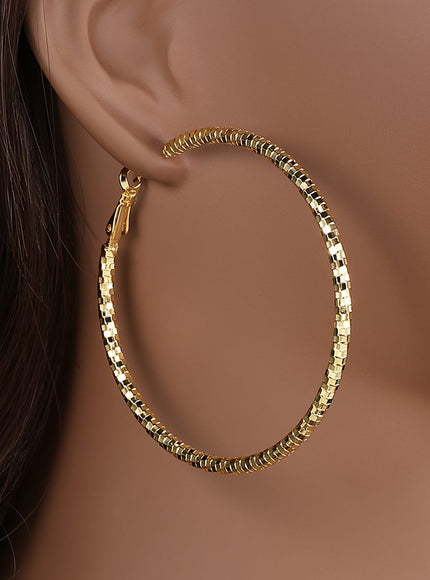 jkthpu-45 Golden KissIcon 18K Golden Hoop Earrings Copper Base - Daily Gift