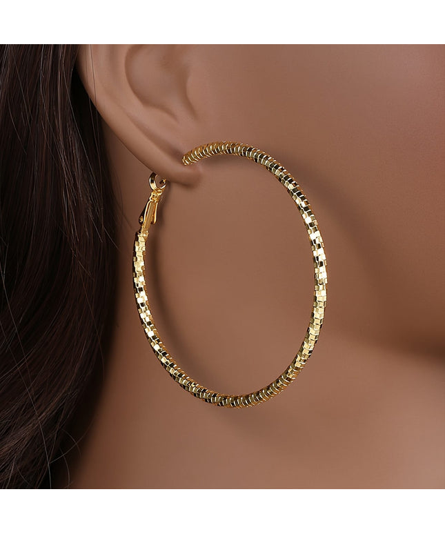 jkthpu-45 Golden KissIcon 18K Golden Hoop Earrings Copper Base - Daily Gift