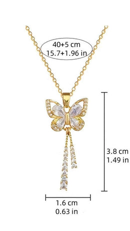 jkthpu-45 Golden KissIcon Sparkling Zirconia Gold Butterfly Necklace - Shine