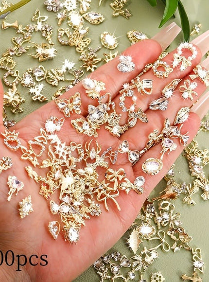 KissICON Golden Mix Set KissIcon Metal Nail Art Set 100pcs Mixed Flower