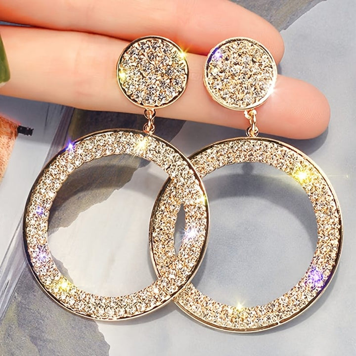 Sparkling Bohemian Geometric Round Pendant Earrings for Parties