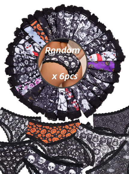 KissICON Gothic Lace Curve Briefs – Skulls Stars Jackolanterns