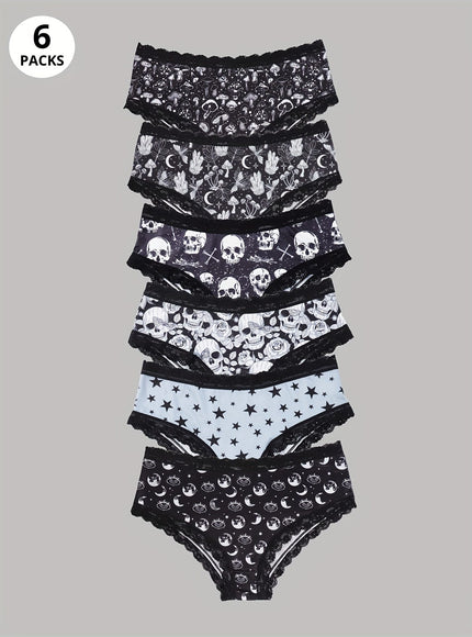 KissICON Gothic Lace Curve Briefs – Skulls Stars Jackolanterns