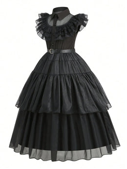 KissICON Gothic Wednesday Princess Costume and Vampire Party Dress
