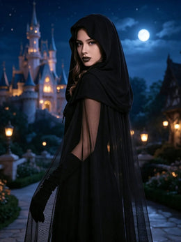 KissICON Gothic Witch Long Dress Costume with Cape and Gloves