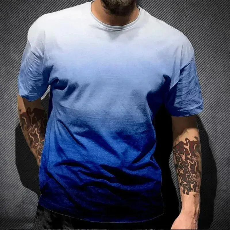 KissICON Gradient Print Breathable Mens QuickDry Sport Casual TShirt