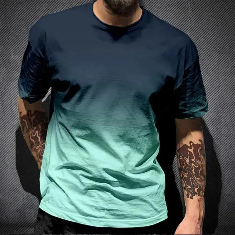 KissICON Gradient Print Breathable Mens QuickDry Sport Casual TShirt