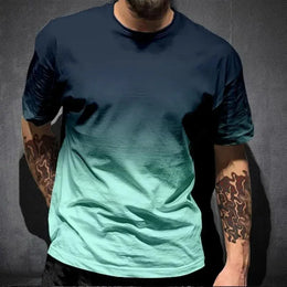 KissICON Gradient Print Breathable Mens QuickDry Sport Casual TShirt