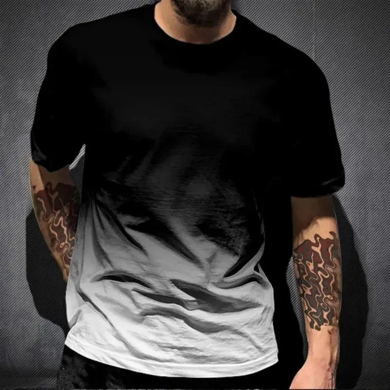 KissICON Gradient Print Breathable Mens QuickDry Sport Casual TShirt