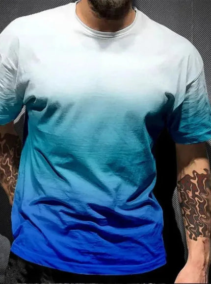 KissICON Gradient Print Breathable Mens QuickDry Sport Casual TShirt
