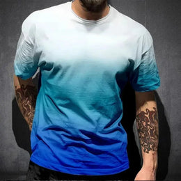 KissICON Gradient Print Breathable Mens QuickDry Sport Casual TShirt