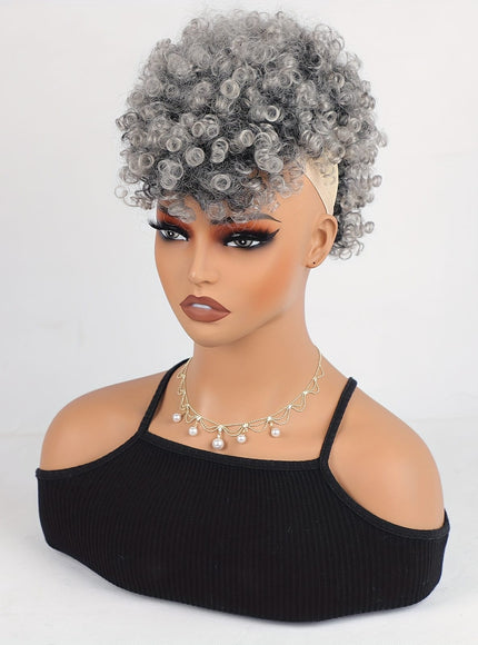 KissICON Gray / 12inch [KissIcon]KKSILK Afro High Puff Ponytail - Drawstring Bangs