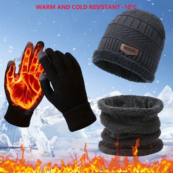 Cozy 3Piece Warm Hat Scarf Gloves Set