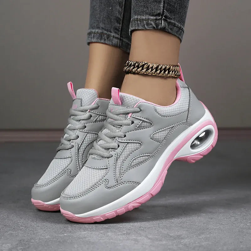 Dropshipman gray / 35 Shoes for Women Sneaker Air Cushion Casual Walking Shoes Wedges Wedges Chunky Hiking Woman Sports Shoes Light Mesh Breathable