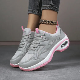Dropshipman gray / 35 Shoes for Women Sneaker Air Cushion Casual Walking Shoes Wedges Wedges Chunky Hiking Woman Sports Shoes Light Mesh Breathable