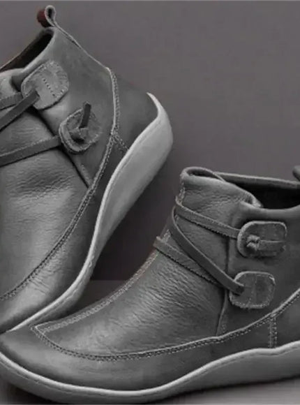 KissICON Gray / 39 Women Boots Autumn/winter New Flat Bottomed British Style