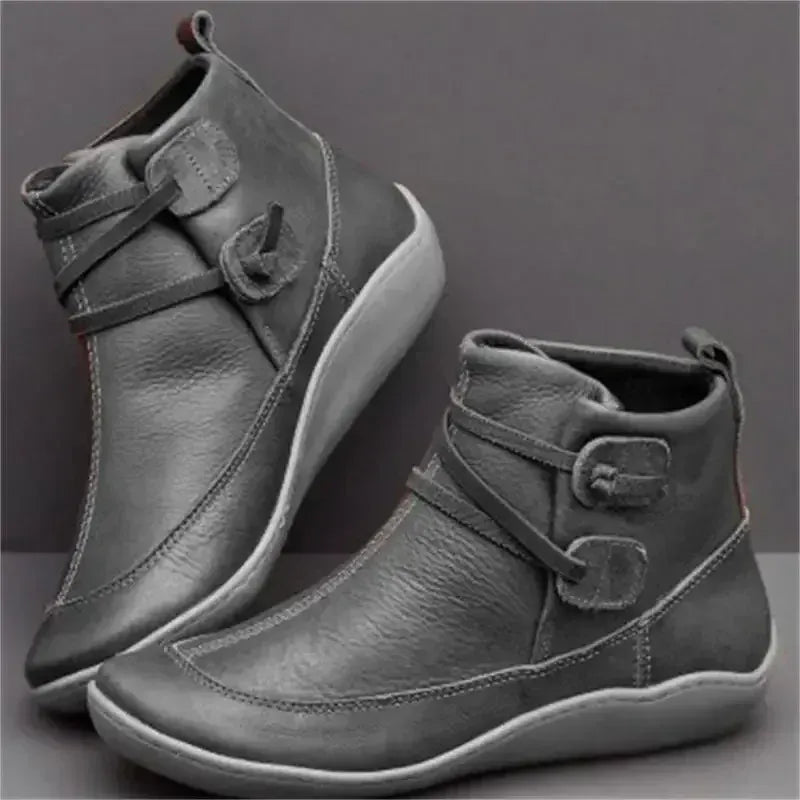 KissICON Gray / 39 Women Boots Autumn/winter New Flat Bottomed British Style
