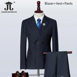 KissICON Gray 3Piece1 / 5XL (EUR XXL) British Plaid 3Pc Mens Suit Blazer Vest Pants S5XL