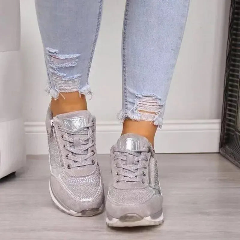 Dropshipman GRAY / 42 New Women's Wear-resistant Wedge Sneakers Lightweight Female Shoes Womens Vulcanized Shoes Breathable Shoes