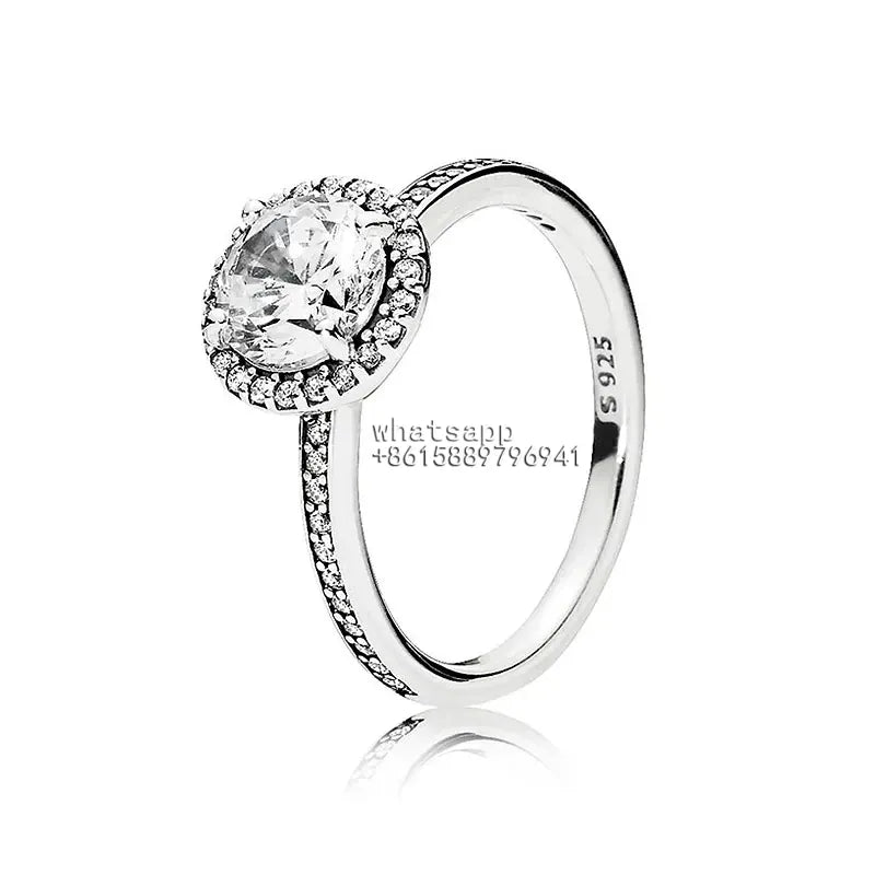 KissICON GRAY / 5 Potdemiel 925 Sterling Silver Knotted Heart Symbol Of Love Crystal Ring For Women Wedding Party pandora Jewelry