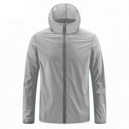 KissICON Gray / 5XL Lightweight Mens UV Protection Ice Silk Hooded Summer Jacket