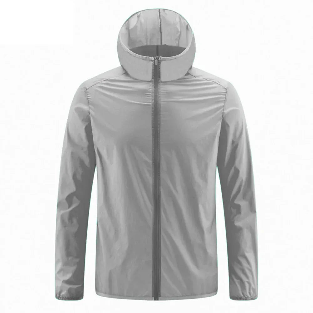 KissICON Gray / 5XL Lightweight Mens UV Protection Ice Silk Hooded Summer Jacket