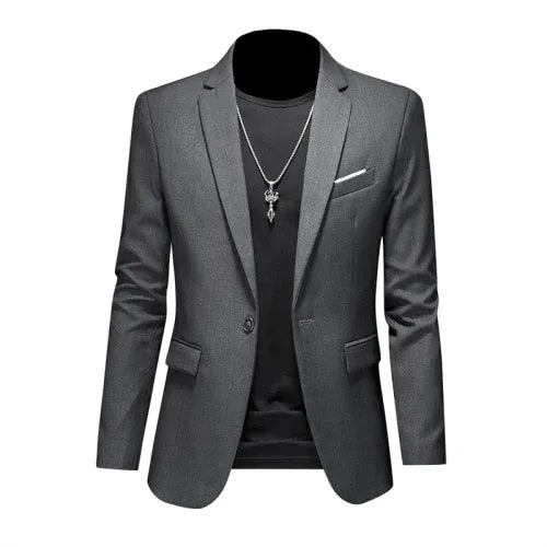 KissICON GRAY / Asia 4XL(178cm-82kg) Mens Slim Fit Casual Fashion Wedding Tuxedo Blazer