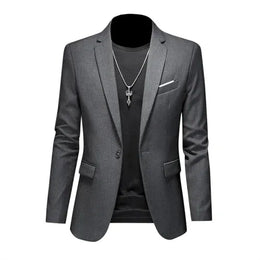 KissICON GRAY / Asia 6XL(185cm-98kg) Mens Slim Fit Casual Fashion Wedding Tuxedo Blazer