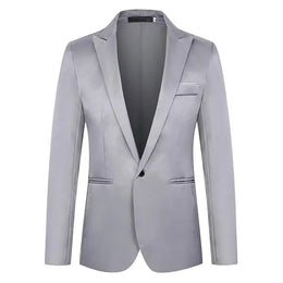 KissICON Gray / Asian M Luxury Mens Slim Fit Solid Color Blazer