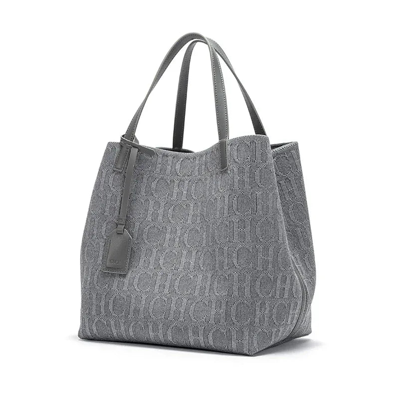 Dropshipman GRAY CH Ladies Shoulder Bag Fashion Classic New Pure Color Outer Pocket Ladies Handbag High Quality Craft Large Capacity Handbag