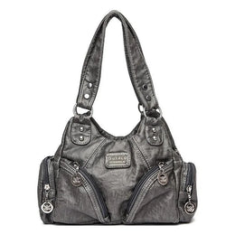 Dropshipman Gray / CHINA Retro Pu Leather Shoulder Bags Luxury Designer HandBags Women's Trend Tote Bag Crossbody Motorcycle Bags for Women