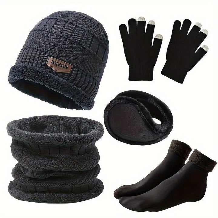 Cozy Mens Winter Hat Scarf Gloves Set