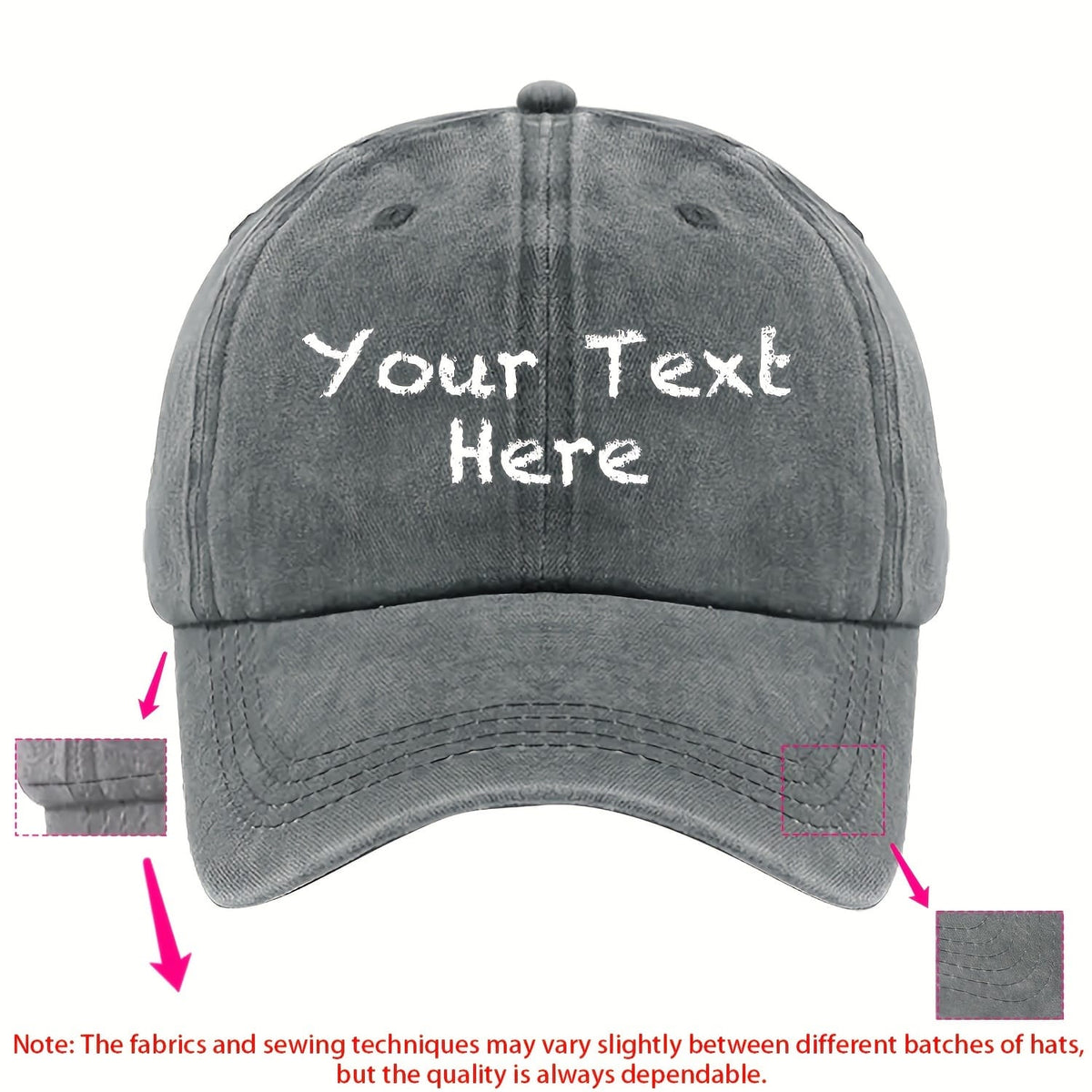 KissICON Gray Custom ChalkStyle Text Washable Twill Baseball Cap