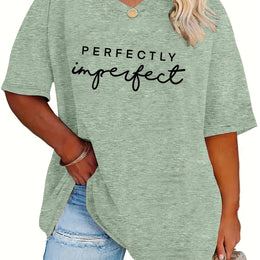 jkthpu-45 Gray Green / UK 16 Plus Size, Women's Plus Size Oversized T-Shirt -