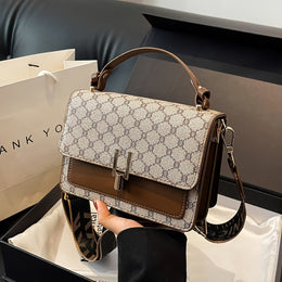jkthpu-45 Gray Grid Chic Geometric Floral Shoulder  Handbag for All Occasions
