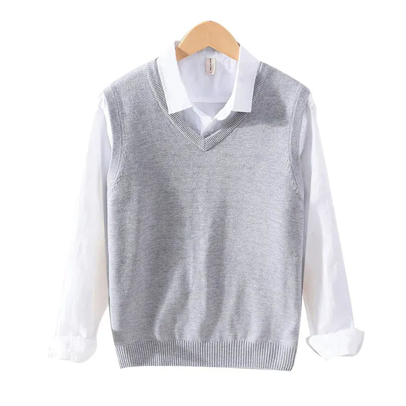 KissICON GRAY / L Mens 100 Cotton VNeck Sleeveless Knit Vest
