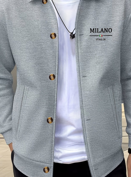 KissICON Gray Milan / UK 44 Luxury Waffle Knit Lapel Jacket Smart Casual Menswear