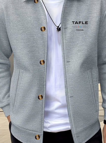 KissICON Gray TAF / UK 36 Luxury Waffle Knit Lapel Jacket Smart Casual Menswear