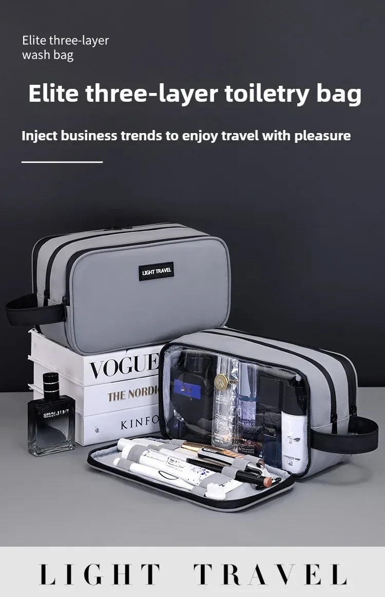 KissICON GRAY Toiletries Men's Business Trip Fitness Bath Cosmetic