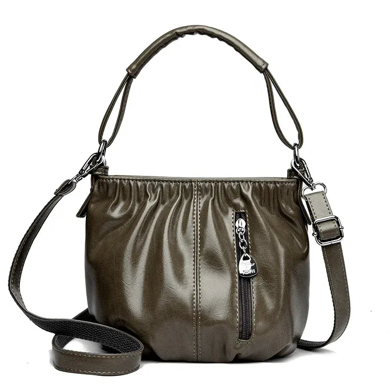 KissICON GRAY Women's Handbags Solid Color PU Leather Shoulder